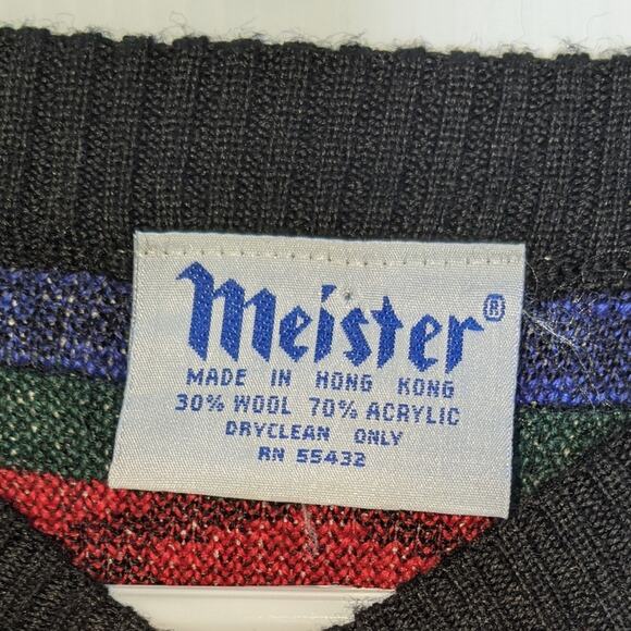 Vintage 80's Meister Southwest Print Ski Sweater Wool Blend Size XL - Picture 4 of 6